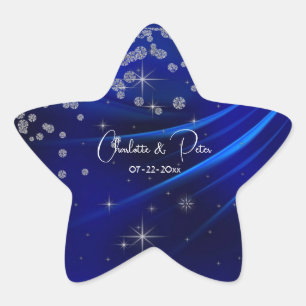 Royal Blue Diamonds & Hearts Stars Wedding Ster Sticker