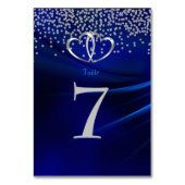 Royal Blue Diamonds & Hearts Wedding Table No Kaar Kaart (Achterkant)