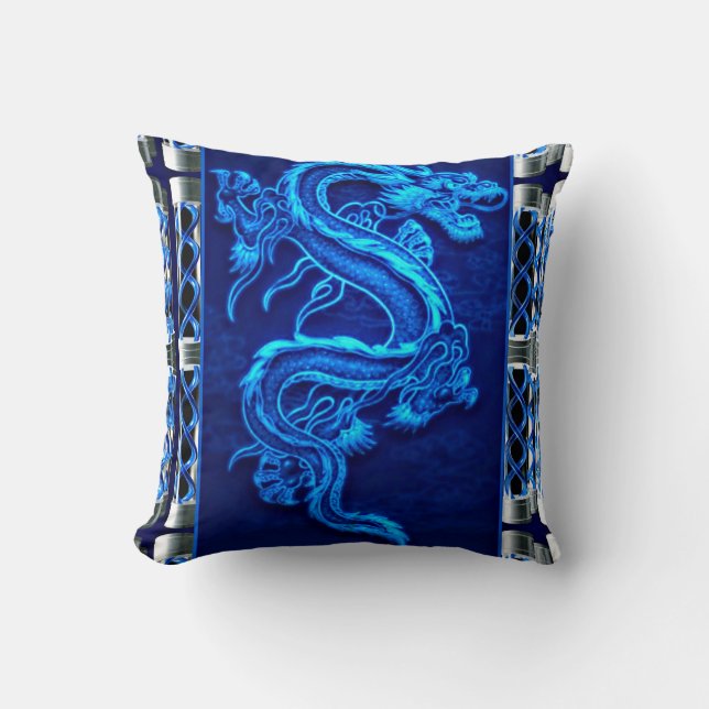 Royal Blue Dragon Kussen (Voorkant)