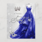 Royal Blue Dress Sneeuwvlokken Sweet 16 Uitnodigin (Voorkant)