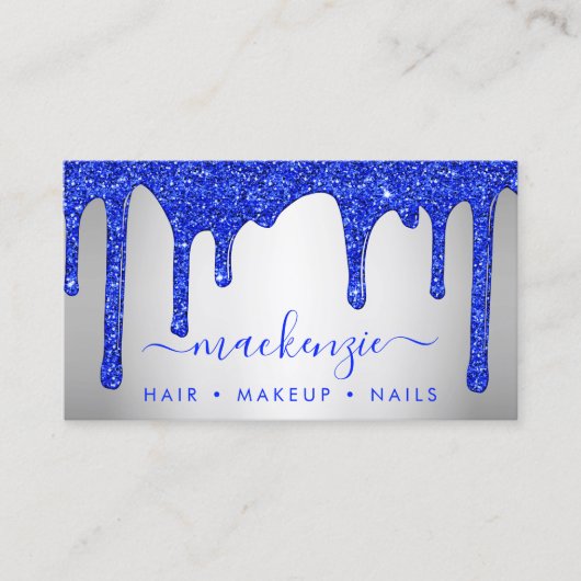 Royal Blue Driving Glitter Silver Metallic Visitekaartje (Voorkant)