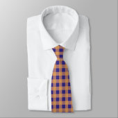 Royal Blue, Dusty Roos en Tan Gingham Pattern Stropdas (Gebonden)