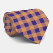Royal Blue, Dusty Roos en Tan Gingham Pattern Stropdas (Opgerold)