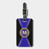 Royal Blue Elegance Monogram Bagagelabel (Voorkant verticaal)