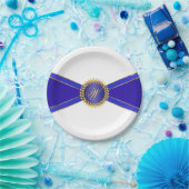 Royal Blue Elegance Monogram Papieren Bordje (Feest)
