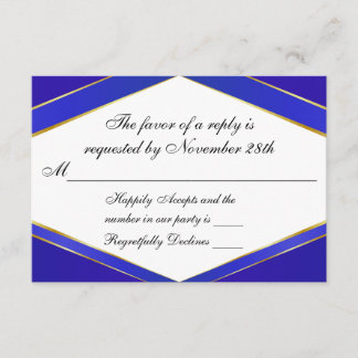 Royal Blue Elegance Monogram Response Kaart