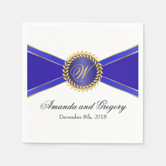 Royal Blue Elegance Monogram Servetten