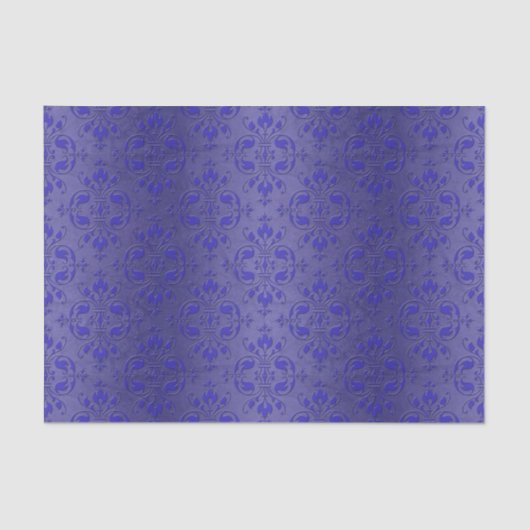 Royal Blue Elegant Damask Pattern Tissuepapier (Voorkant)