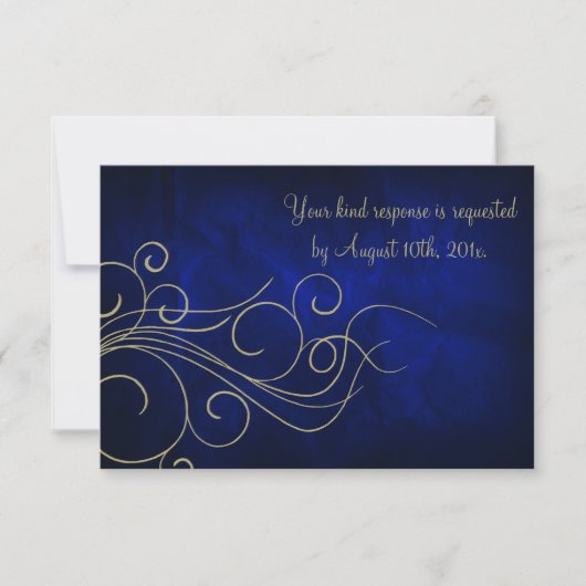 Royal Blue Elegant Gold Wedding RSVP (Devant)