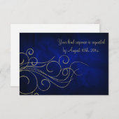 Royal Blue Elegant Gold Wedding RSVP (Devant / Derrière)