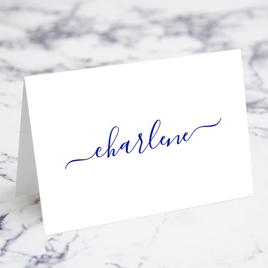 Royal Blue Elegant Handtekening Naam Plaats Kaarte Kaart