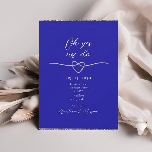 Royal Blue Elegant Invitation de réception de mari