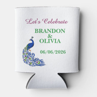 Royal Blue Elegant Peacock Wedding Can Cooler