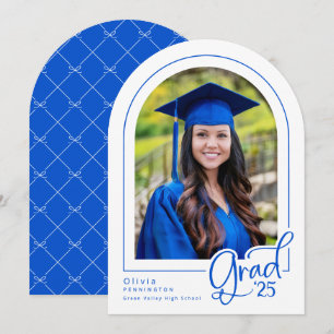Royal Blue Elegant Photo 2025 Grad Faire-part