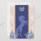 Royal Blue Elegant Rustic Western Quinceanera Kaart (Achterkant)