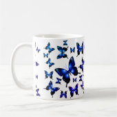 Royal Blue Elegant Whimsical Butterflies Koffiemok (Links)