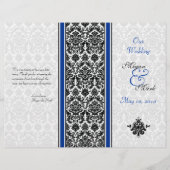 Royal Blue en Black Damask Wedding Programme (Voorkant)