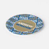 Royal Blue en Bronze Gold gepersonaliseerd Afstude Papieren Bordje (Gekanteld)