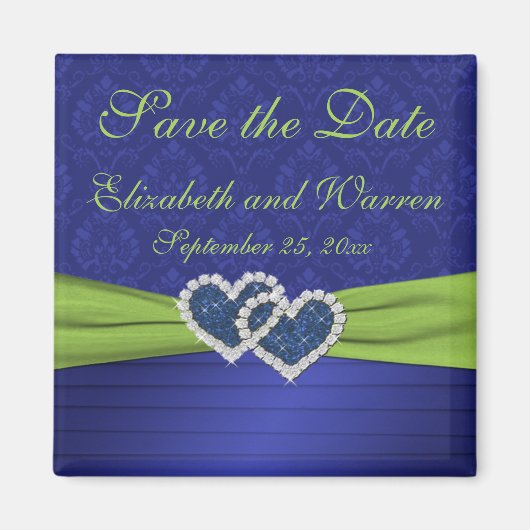 Royal Blue en Chartreuse Damask Magnet Magneet (Voorkant)