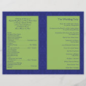 Royal Blue en Chartreuse Damask Wedding Programme (Achterkant)