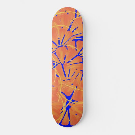 Royal Blue en Citrus Oranje tropisch ontwerp Skateboard (Voorkant)
