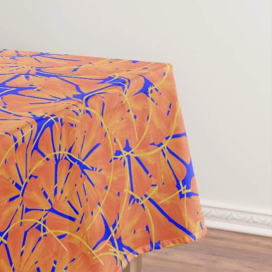 Royal Blue en Citrus Oranje tropisch ontwerp Tafelkleed (Voorbeeld)