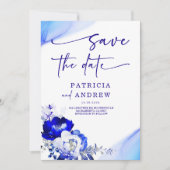 Royal Blue en Dusty Blue Rozen Save the Date Kaart (Voorkant)