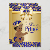 Royal Blue en Gold African American Prince Crown Kaart (Voorkant / Achterkant)