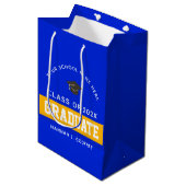 Royal Blue en Gold Afstuderen, aangepast Medium Cadeauzakje (Voorkant Gekanteld)