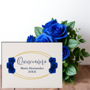 Royal Blue en Gold Geometric Quinceañera Acryl Bord