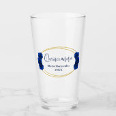 Royal Blue en Gold Geometric Quinceañera Glas (Voorkant)