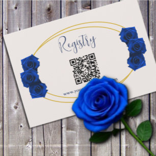 Royal Blue en Gold Geometric Quinceanera Registry Informatiekaartje