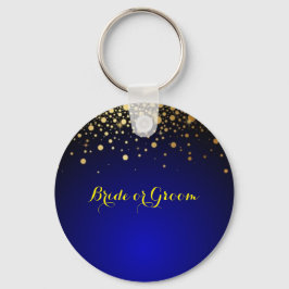 Royal Blue en Gold keyring voor bruid of bruin Sleutelhanger