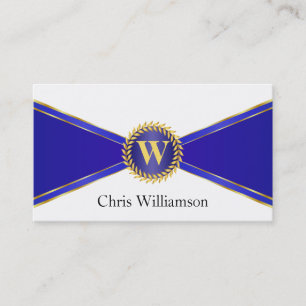 Royal Blue en Gold Monogram Visitekaartje