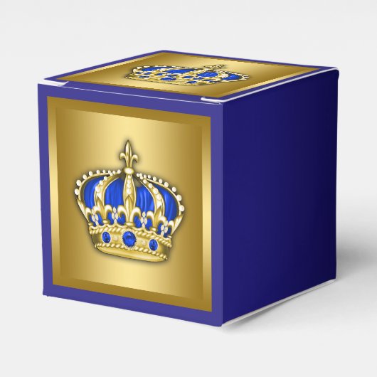 Royal Blue en Gold Prince Bedankdoosjes (Voorkant Zijde)