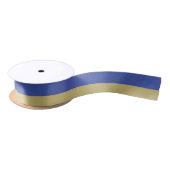 Royal Blue en Gold Striped Satin Ribbon Lint (Spoel)