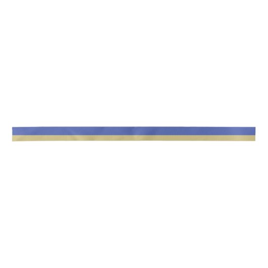 Royal Blue en Gold Striped Satin Ribbon Lint (Voorkant)