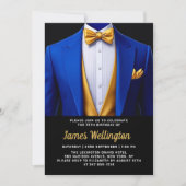 Royal Blue en Gold Tuxedo verjaardagsfeest Kaart (Voorkant)