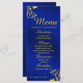 Royal Blue en Gold Wedding Menu (Voorkant / Achterkant)