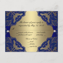Royal Blue en Gold Wedding RSVP