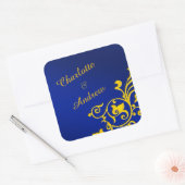 Royal Blue en goud gepersonaliseerd Vierkante Sticker (Envelop)