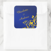 Royal Blue en goud gepersonaliseerd Vierkante Sticker (Tas)