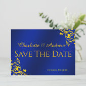 Royal Blue en Goud Opslagdatum Save The Date (Staand voorkant)