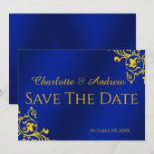 Royal Blue en Goud Opslagdatum Save The Date (Voorkant / Achterkant)