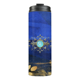Royal Blue en goud turquoise edelsteen Thermosbeker