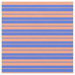 Royal Blue en Light Salmon Lines Stof