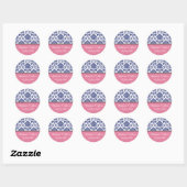 Royal Blue en Pink Damask Wedding Sticker (Vel)