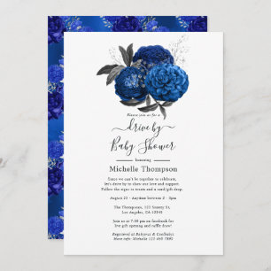 Royal Blue en Silver Floral Drive by Shower Kaart