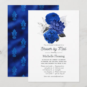 Royal Blue en Silver Floral Vrijgezellenfeest per Kaart