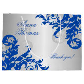 Royal Blue en Silver Flourish Groot Cadeauzakje (Achterkant)